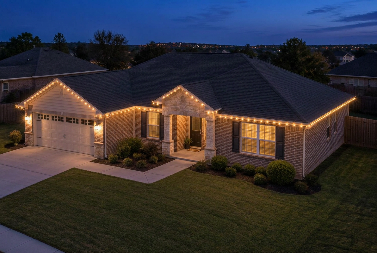 Front + Sides Christmas lighting example